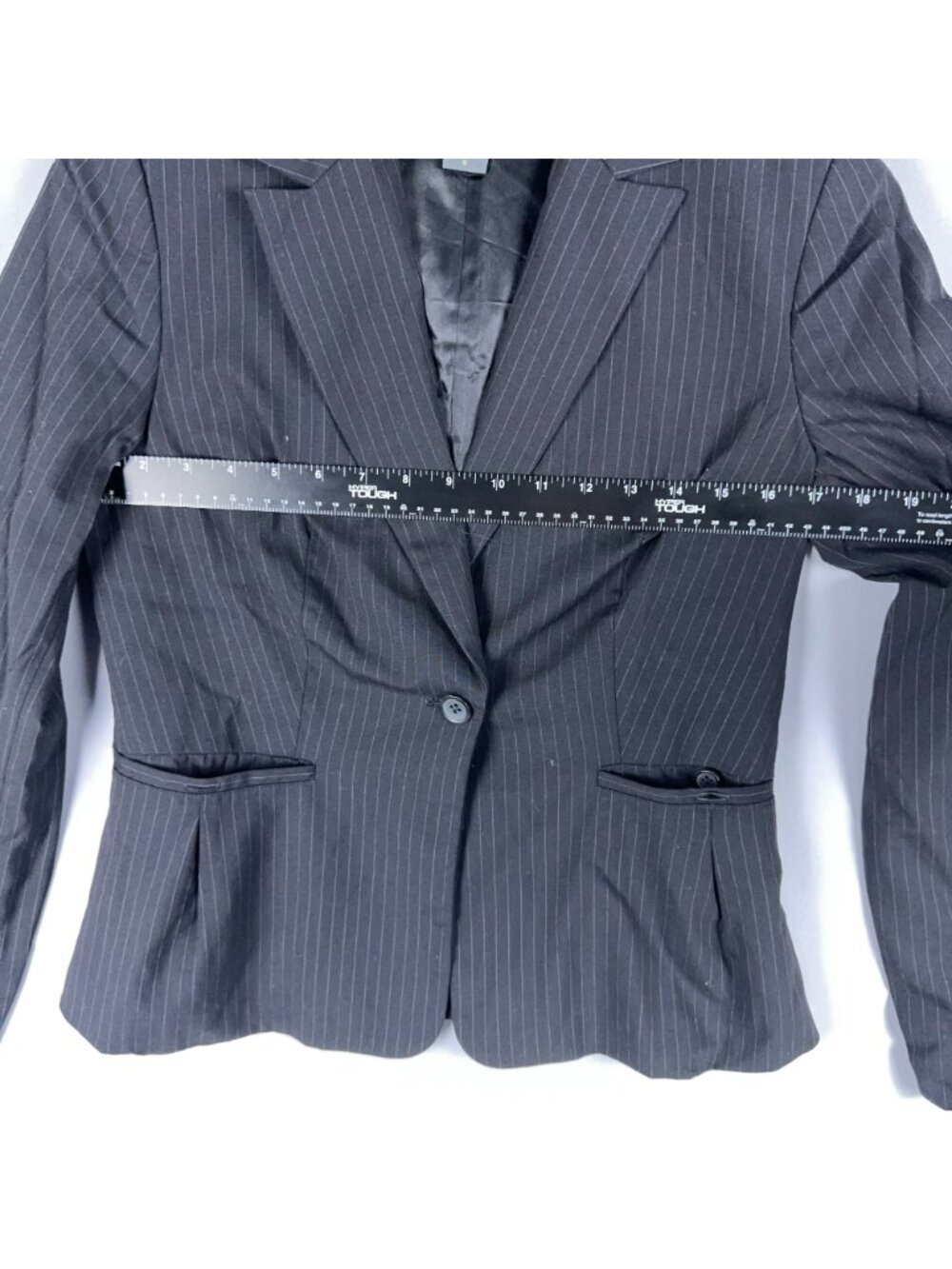 Banana Republic Single-Button Blazer Coat Womens Size 6 Pinstripe Black - Picture 8 of 10